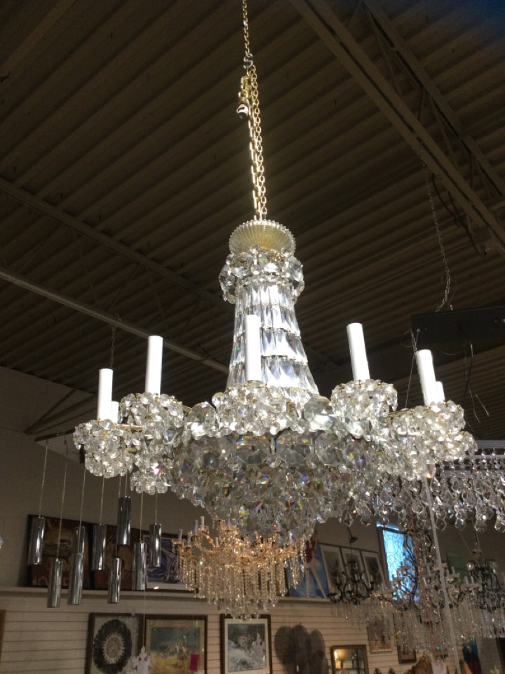Chandelier/ 17 light crystal rosette candlabra style 24h 27w #4