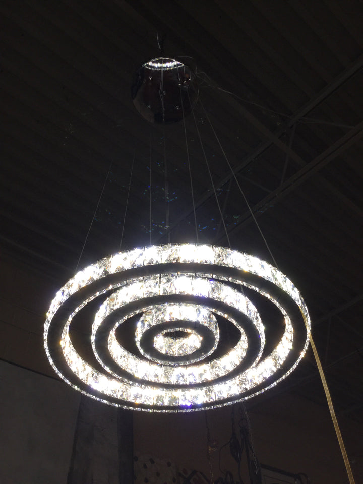 3 Circles Modern Silver Metal and Crystal Light Fixture