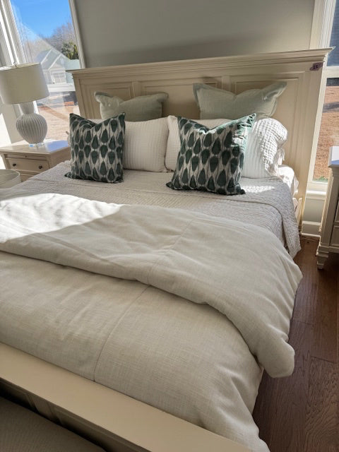 Cream Linen King Comforter, Coverlet and 2 Shams