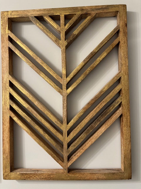 Gilded fret work (arrows?) wood art 19X25