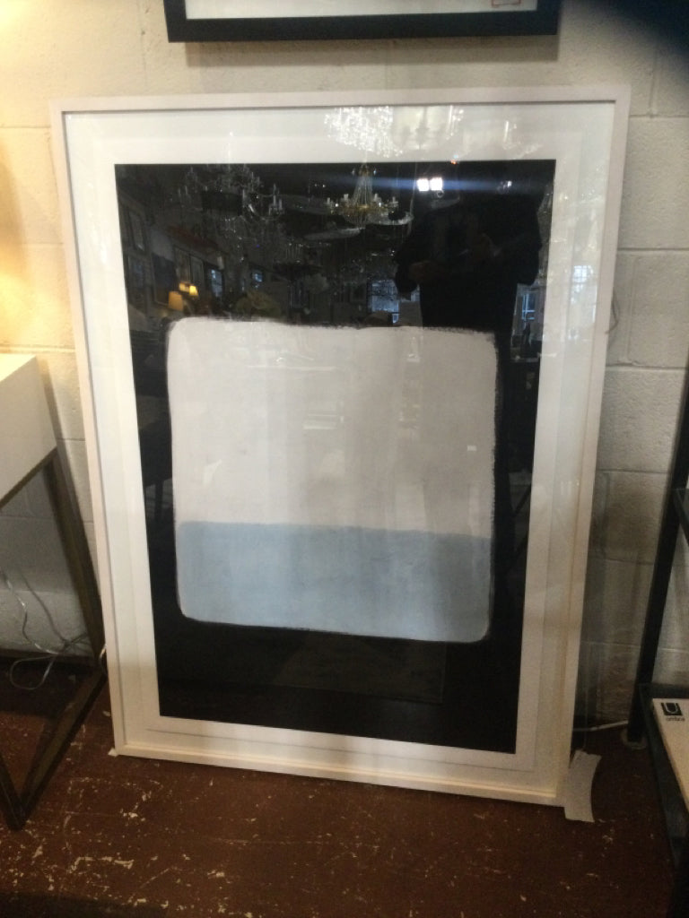 Four Hands Waters" by Jess Engle, White Frame Blk/Wht/Blue Art 36x50