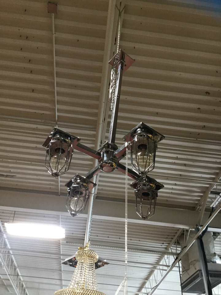 Steampunk style Chrome 4 Light Chandelier