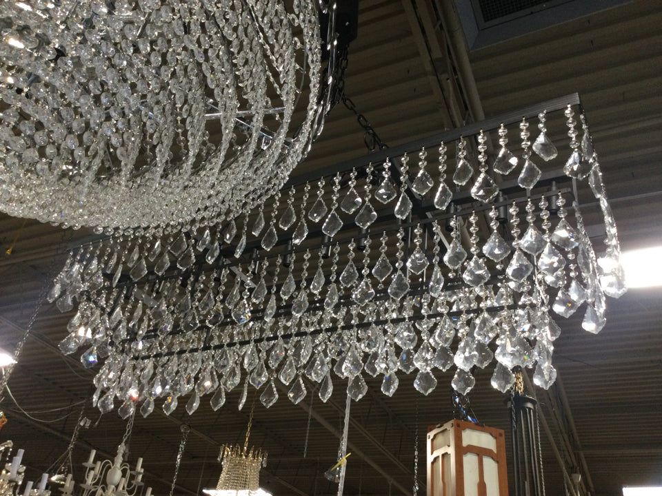 Crystal Pewter Tone Rectangle Chandelier 14 x 49/12 Lights #2
