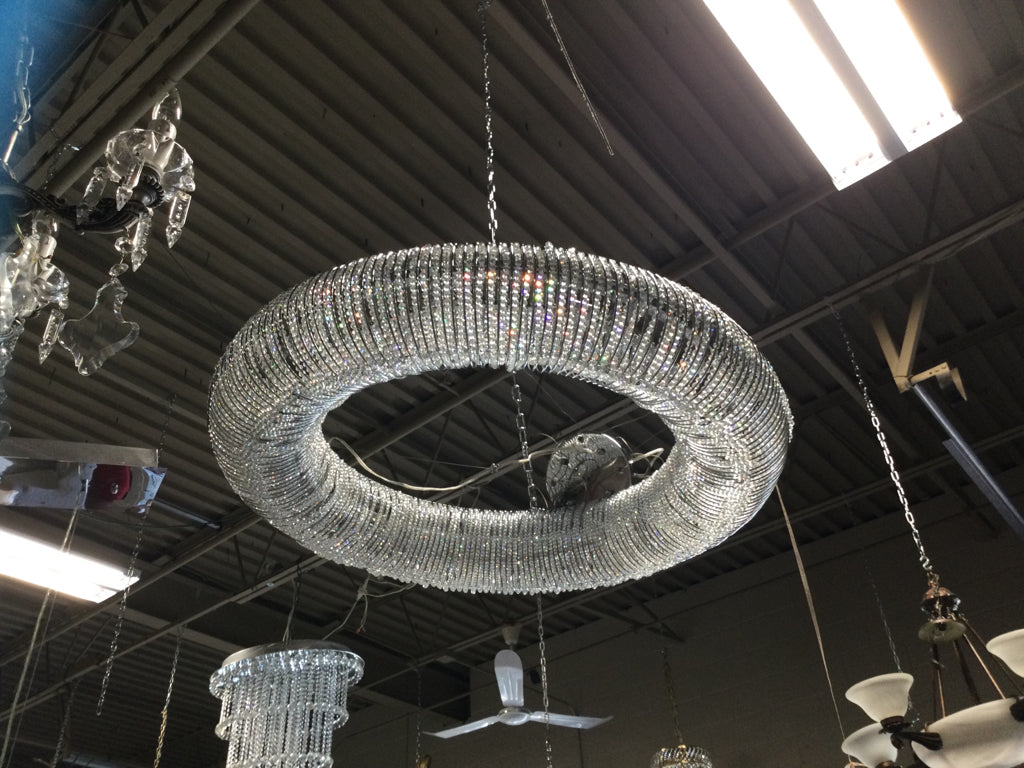 Crystal Halo Silver 12 Light Chandelier 40" W X 40" H