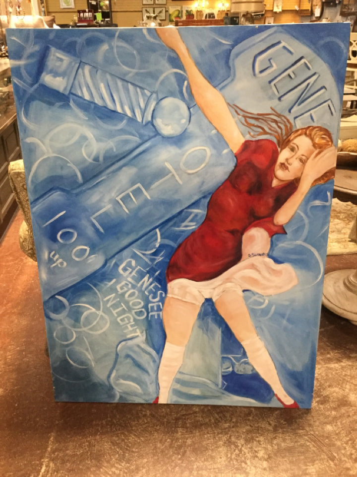 Original Acrylic  - Woman in Red Dress - 36 x 48