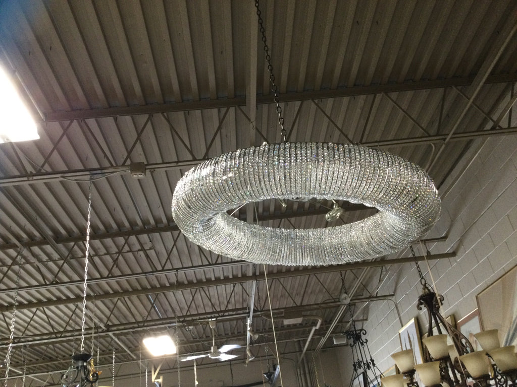 Crystal Halo Silver 12 Light Chandelier 40" W X 40" H