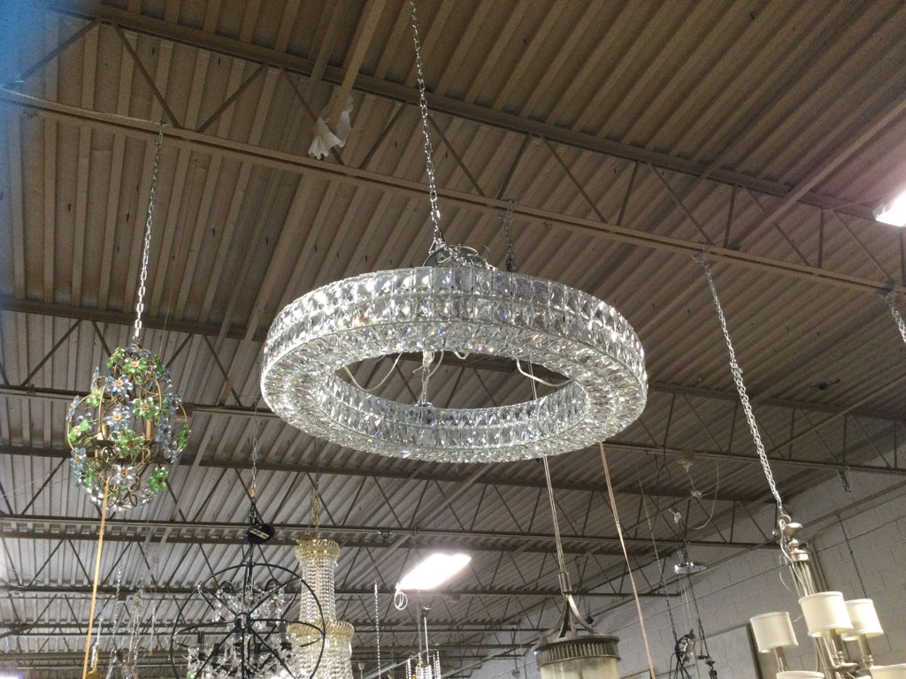 Crystal Silver Halo 12 Light Chandelier 31" W X 31" H