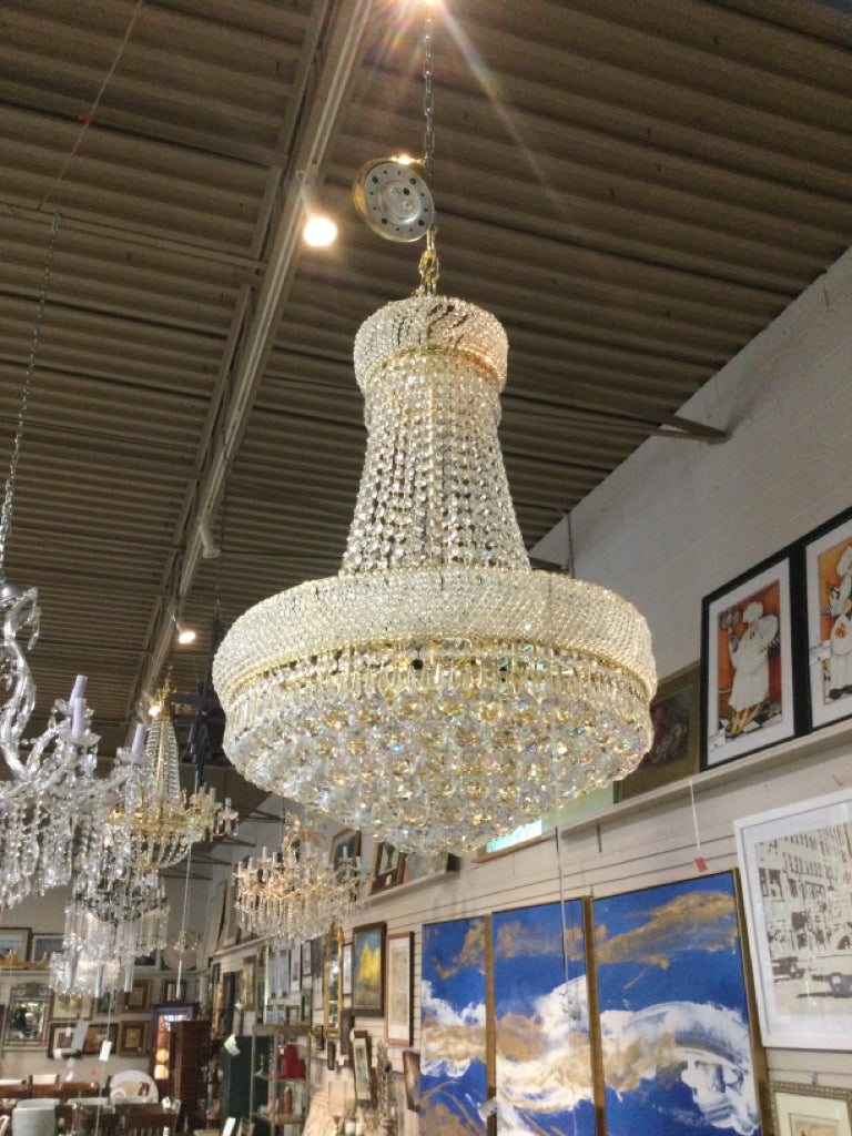 Gold Crystal Bell Chandelier H 24 W 24 515 Lights #9