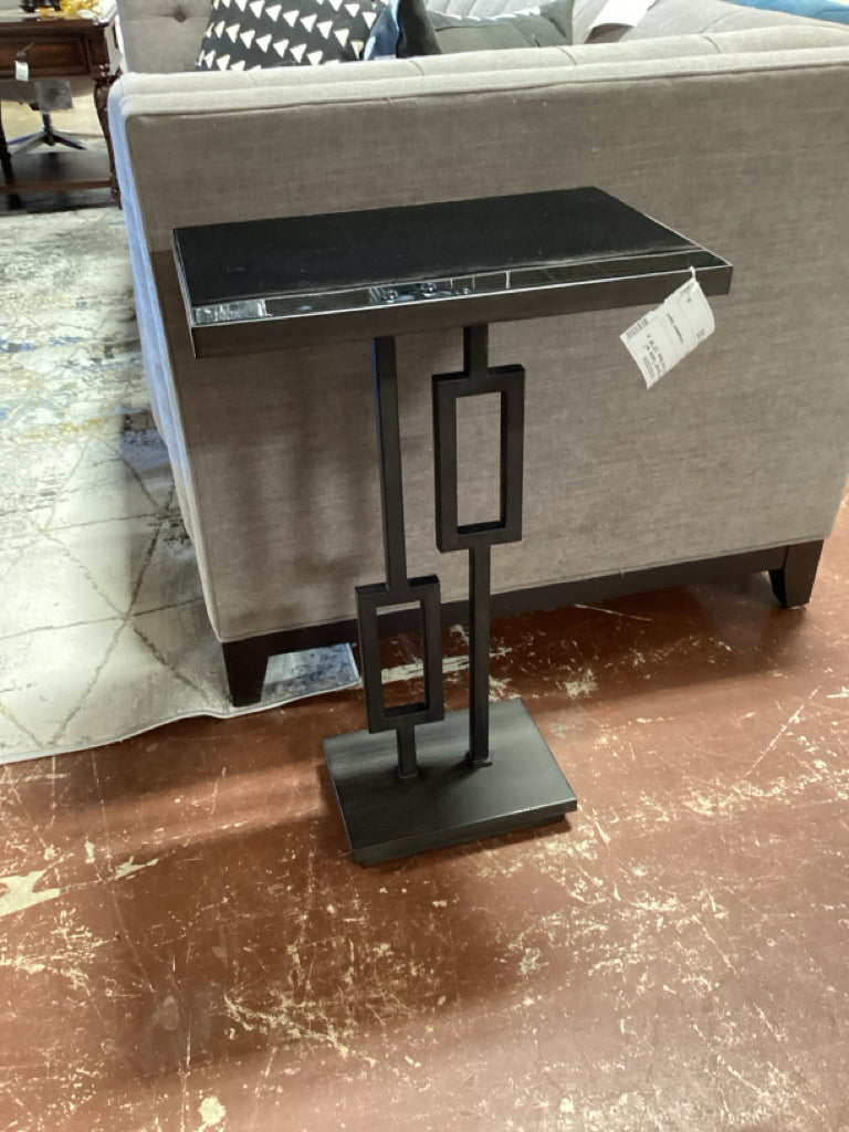 Uttermost Rubati Accent Table w/ Black Glass Top & Iron Base 18"W x 12"D x 27"H