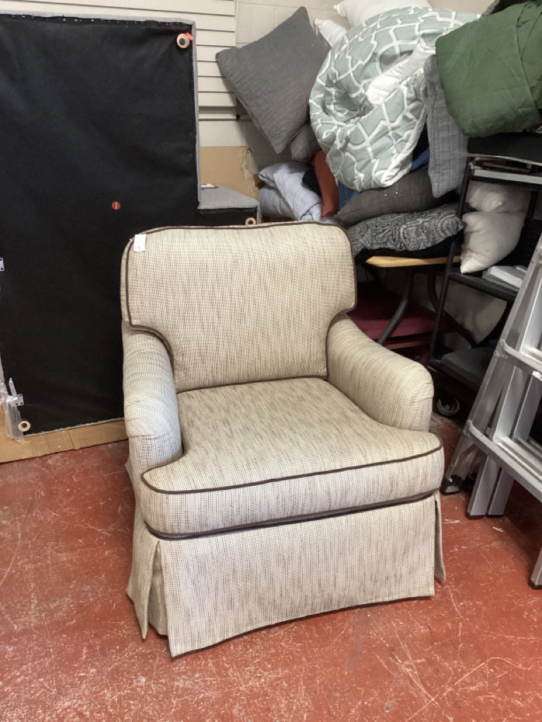 Tan & Brown Fabric Club Chair by  Sherrill