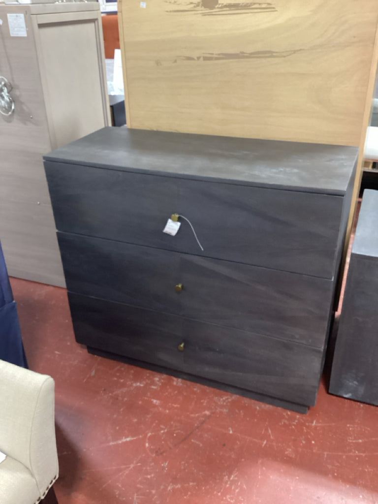 3 Drawer Wood Black Chest 38x16x34 1/2
