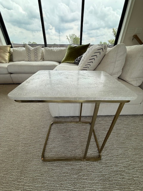Four Hands Adalley Polished Wht Marble C Table 15x19x23