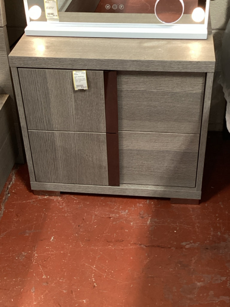Gray 2-Drawer Italian Modern Nighstand 24" X 18" X 22"