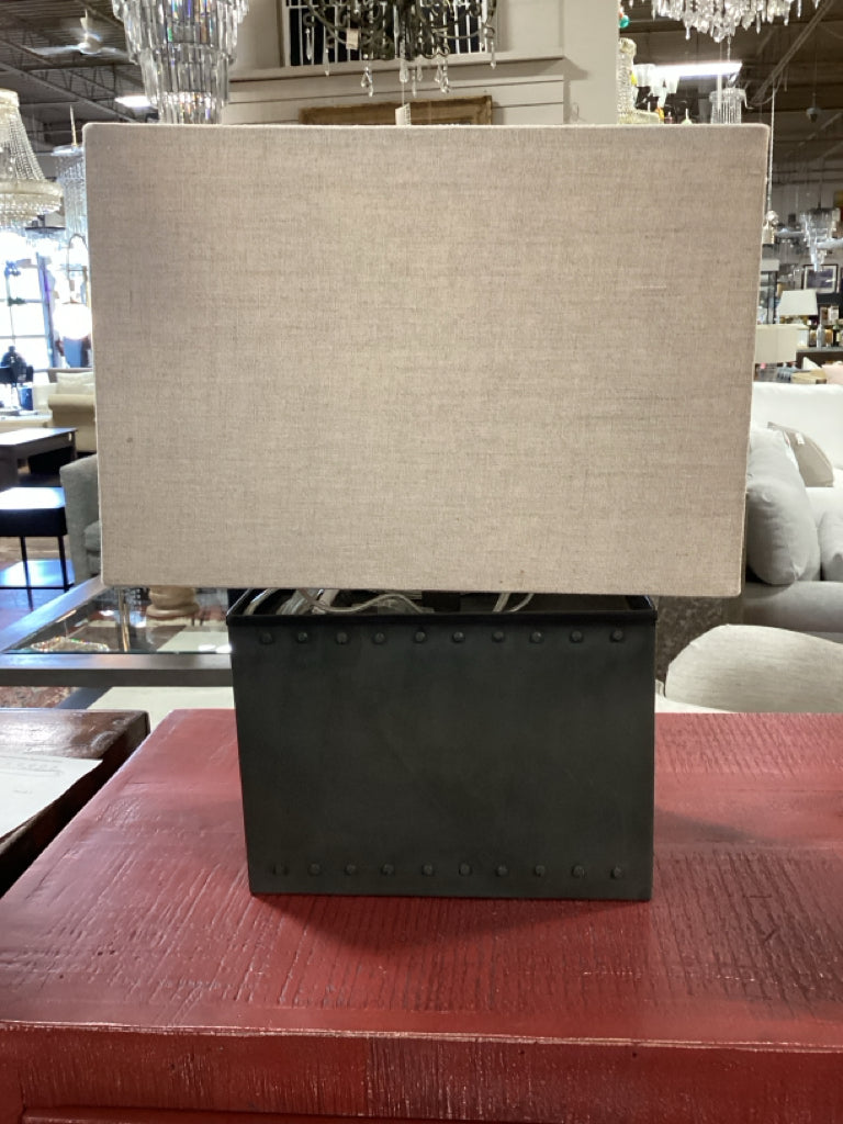 Arteriors /  gunmetal gray base / beige shade 8 x 14 x 18 high PAIR