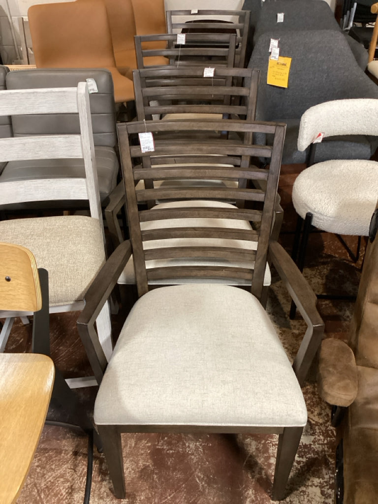 Set of 4 Bassett Dining Arm Chairs with Cured Ladder Back Design