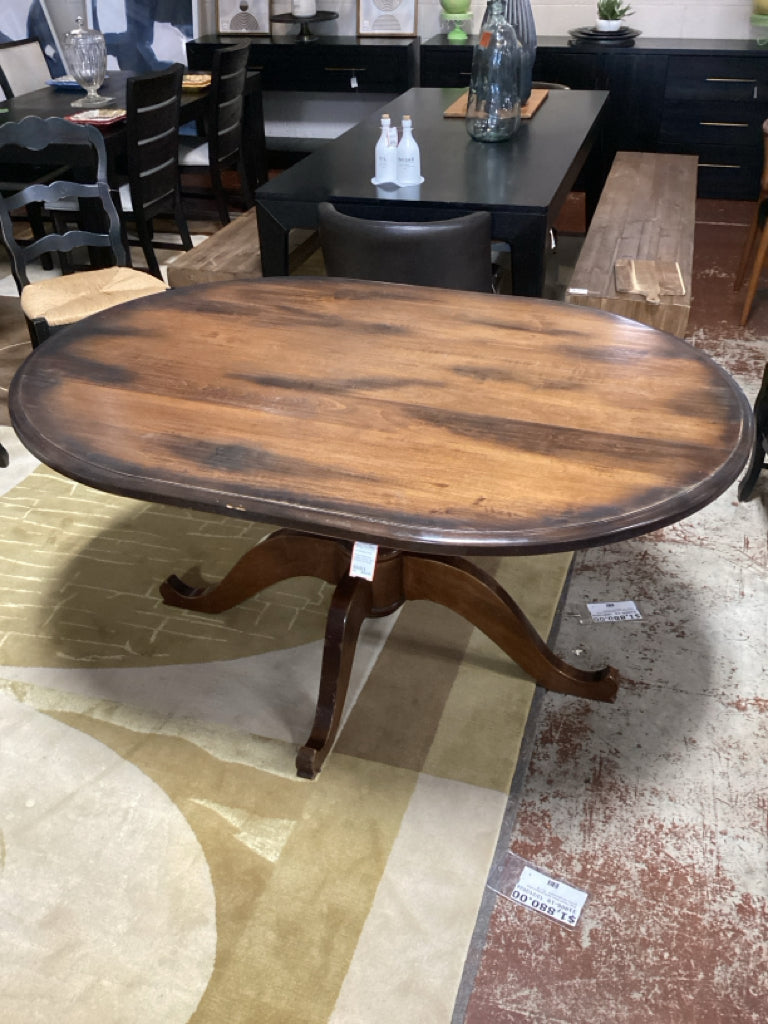 Vintage Wood OvalPedestal Dining Table 60x44x30 (as found)