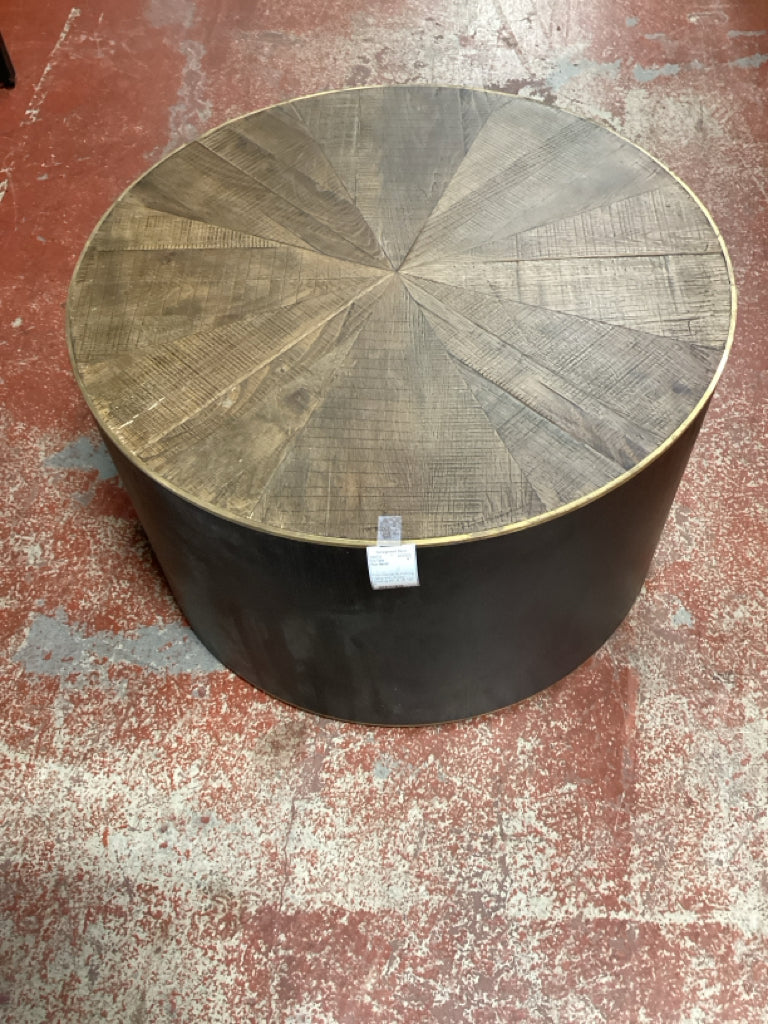 Four Hands Bunching Table with Brass Binding 26" R 15 1/2" H