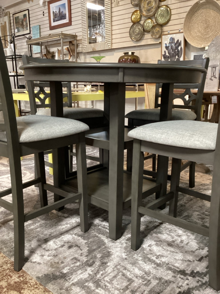 Mitchell 5 Piece Transitional Wood Counter Set in Gray76XPPZVA