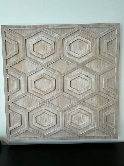 Bassett Geometric Wall Hanging in White Wash Finish 47x47