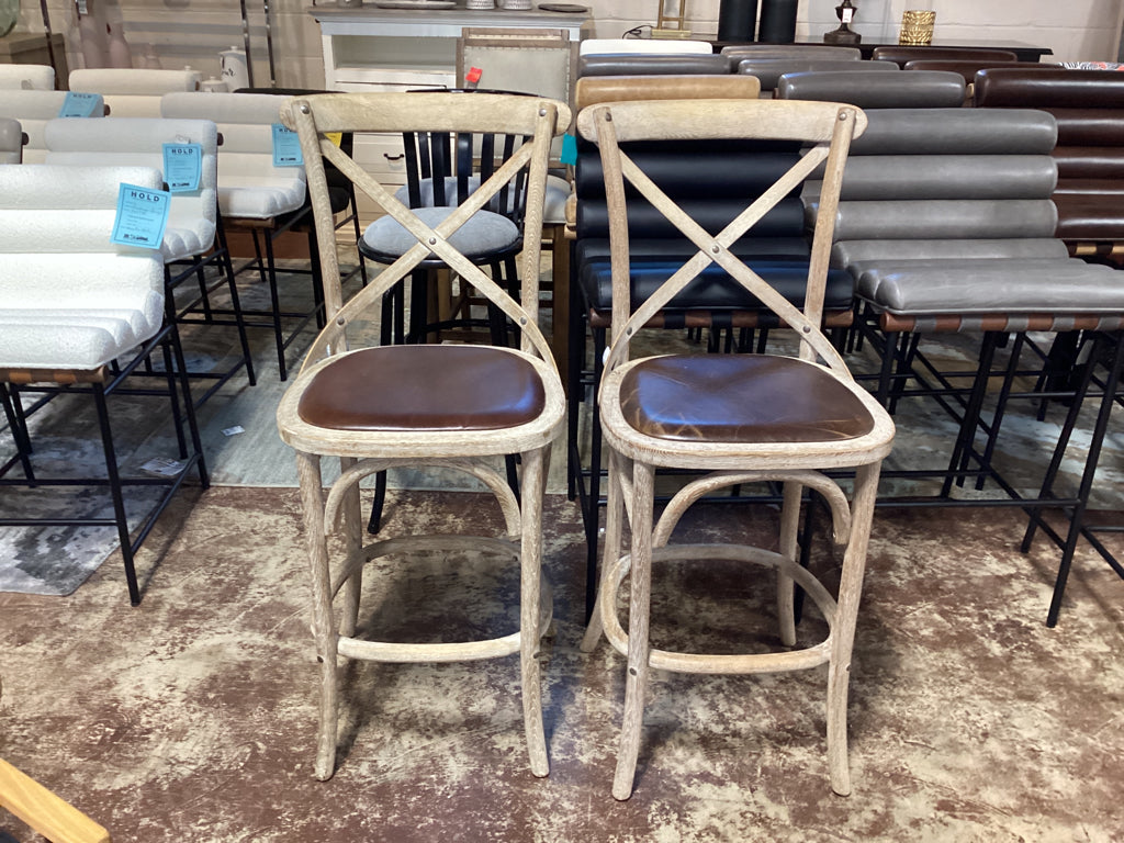 PAIR Wood Restoration Hardware Bar Stools