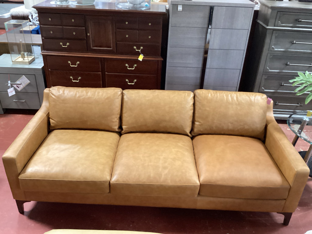 Sorento Cognac Tan Leather Sofa 85x35.5x34
