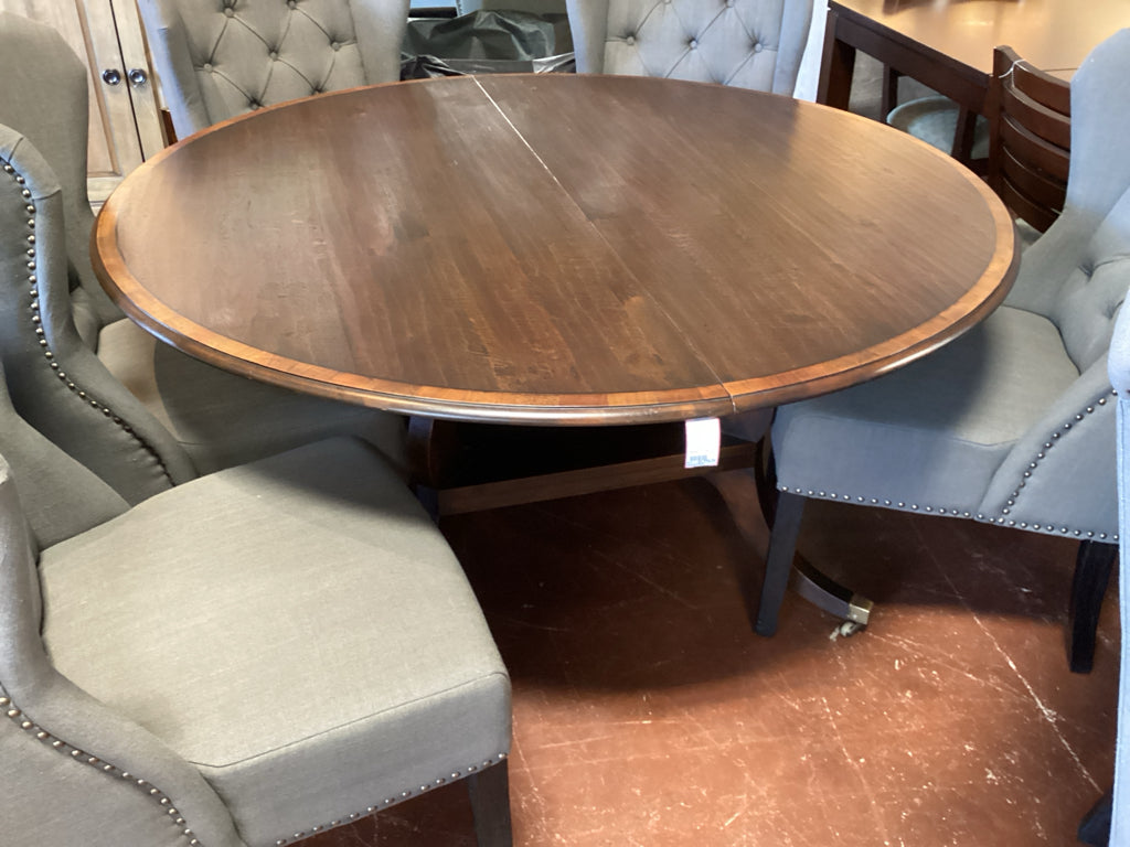 Italian Reclaimed Wood Round Dining Table w/ 2 Leaves(24") 59x30