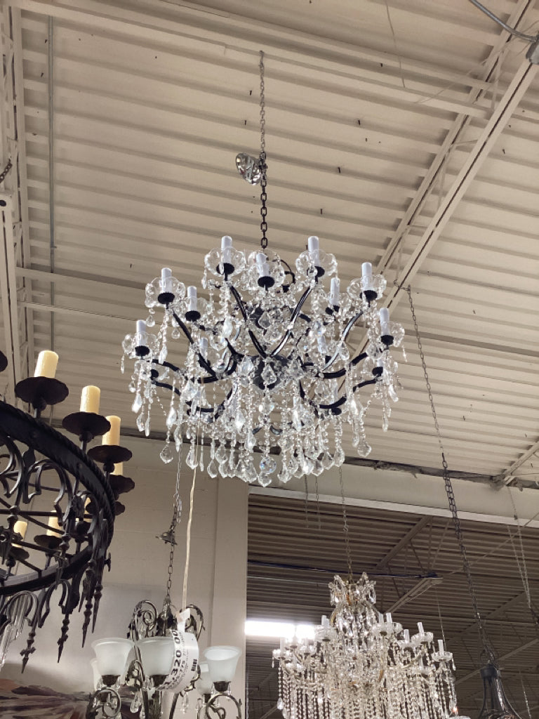 Black & Clear Cryatal 12 Light Chandelier 14" x 24"