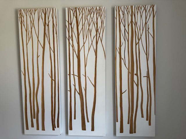 SET OF 3 Palecek Birch Forest wall decor; trio set; 17.5x59