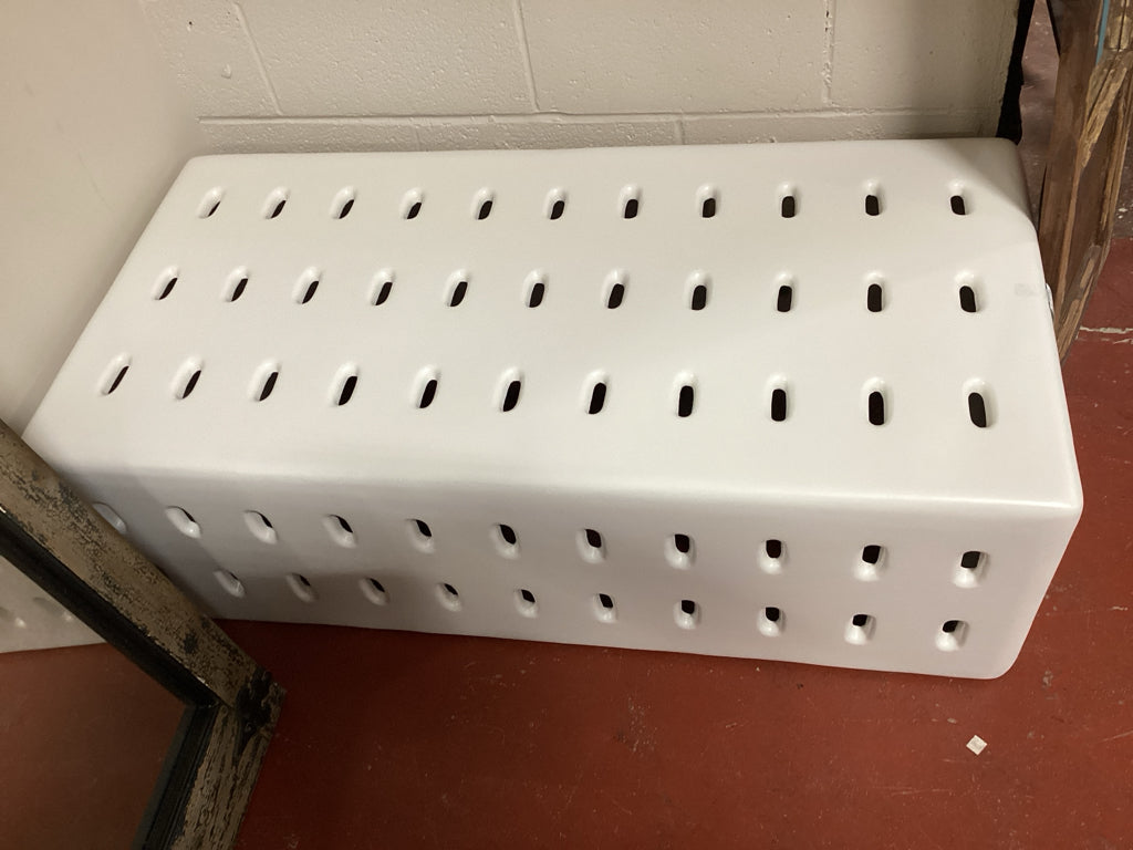 Modern White Perforated Molded Resin Coffee Table/Bench 47" X 23" X 15"