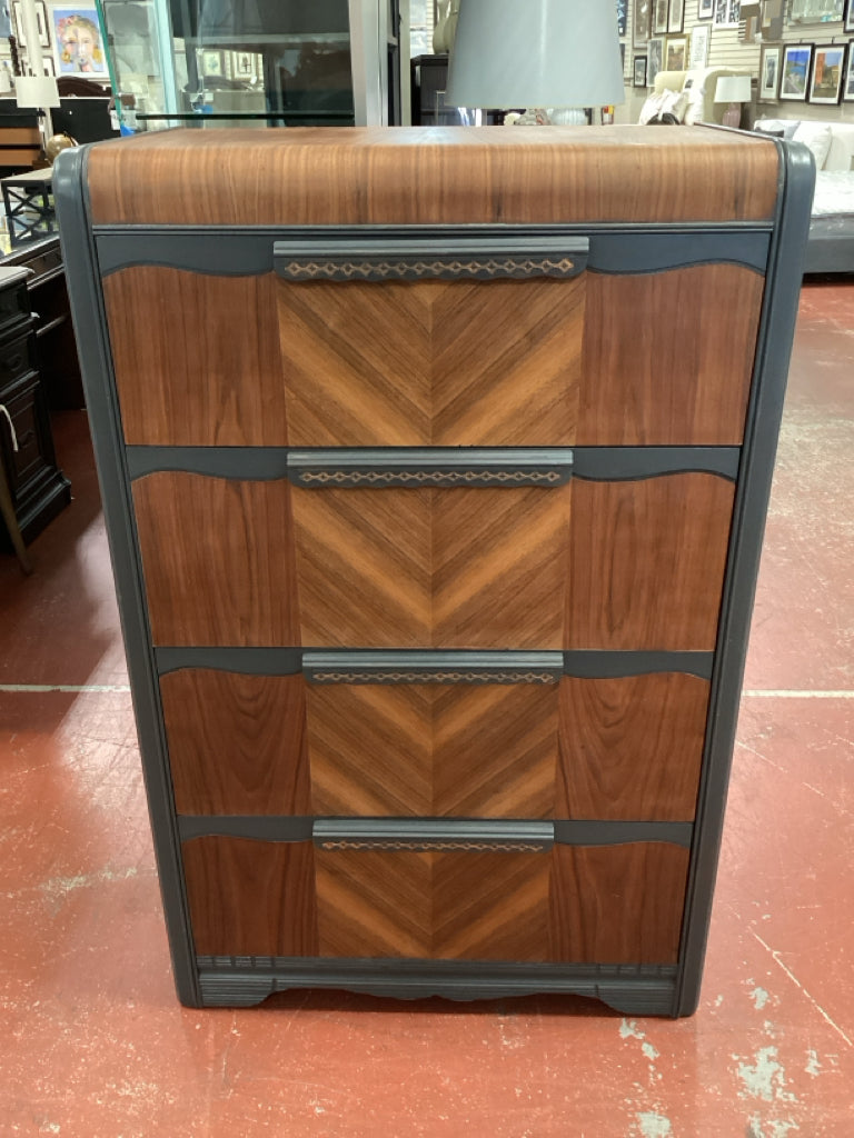 Art Deco Walnut 4 drawer Dresser/ 32 x 18 x 49.5 High