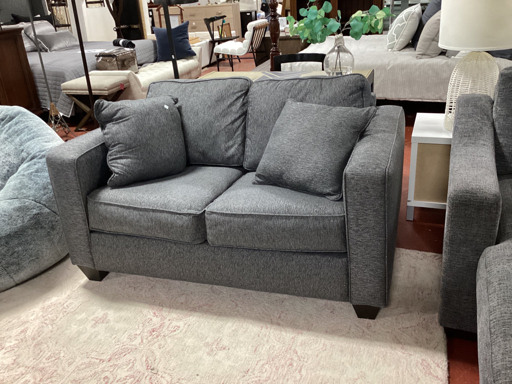 56" Loveseat Grey with pillows