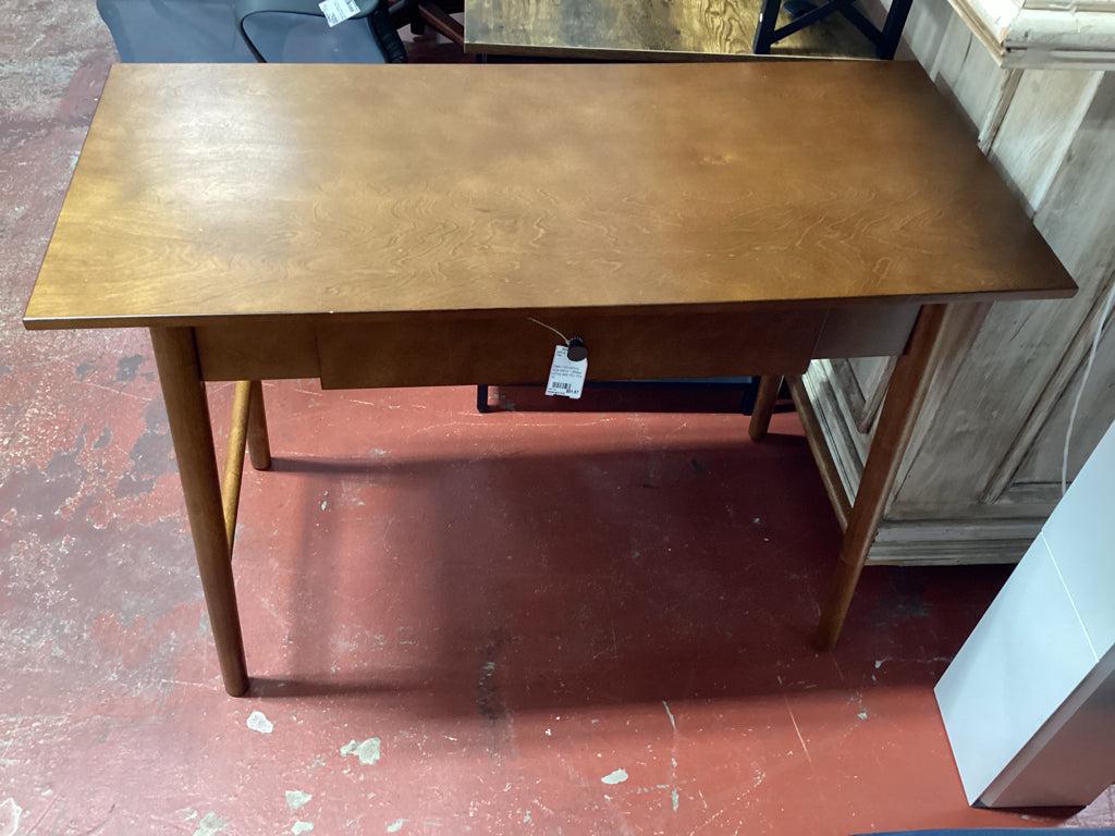 Desk / mid century style walnut 1 drawer writing desk 42 x 19 x 30