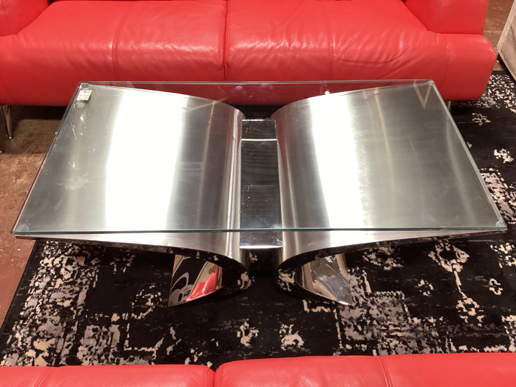 Contemporary Coffee Table / chorme & glass