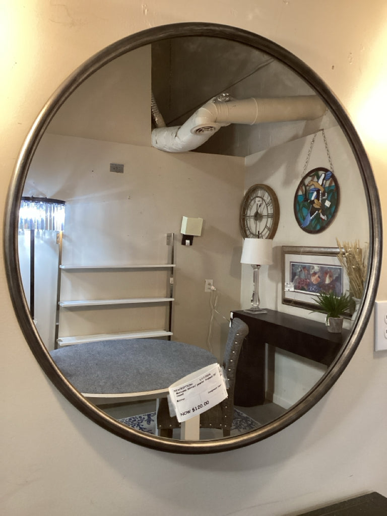 Mercana mirror/ pewter framed 36" round