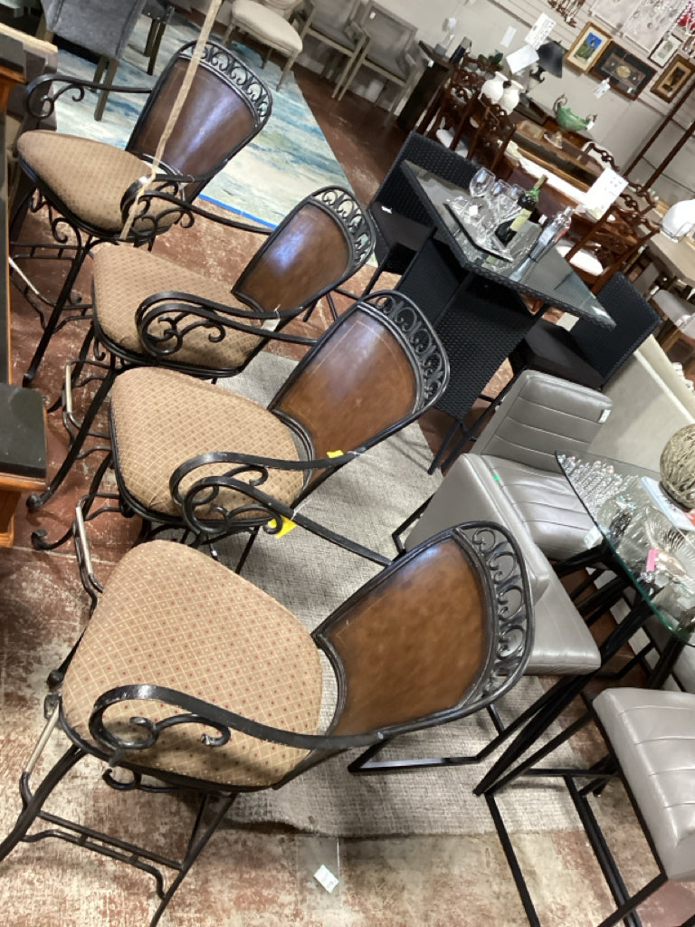 Neoclassical Charm Portable Home Bar & 4 Swivel Bar Stools