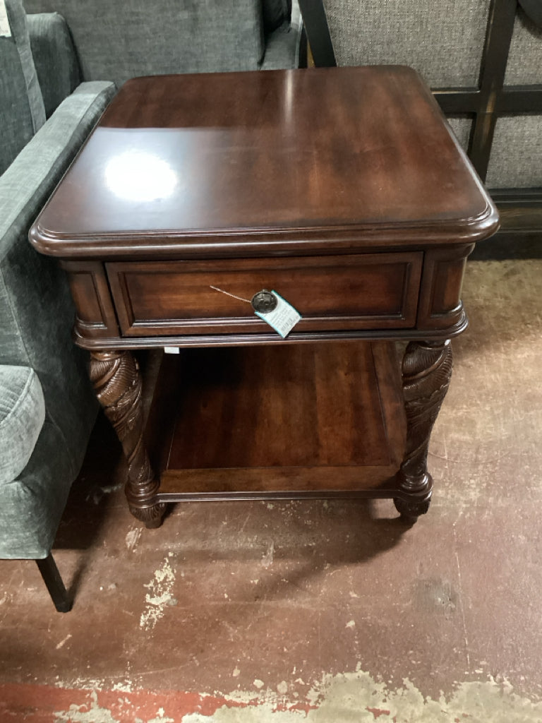 Charleston Maraschino Cherry 1 Drawer End Table 24"W X 28"D X 25"H