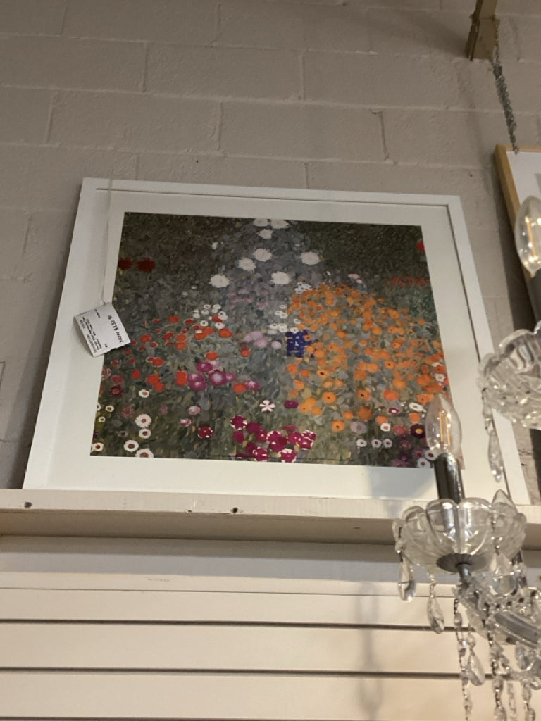 Gustav Klimt Reproduction "Flower Gardern", Wht Frame 34x35