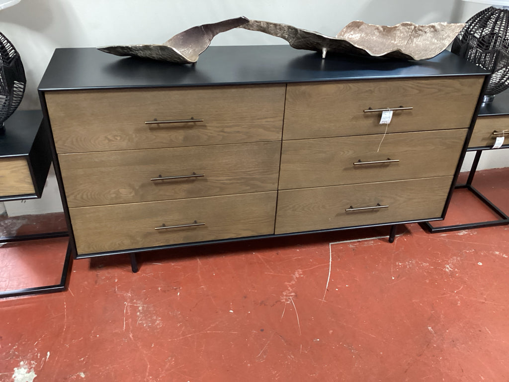 Four Hands August 6 Drawer Dresser, Black 65x18x33