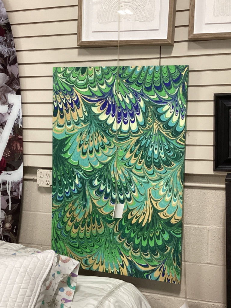 Grandin Road Unframmed Matted Green Abstract  45x30