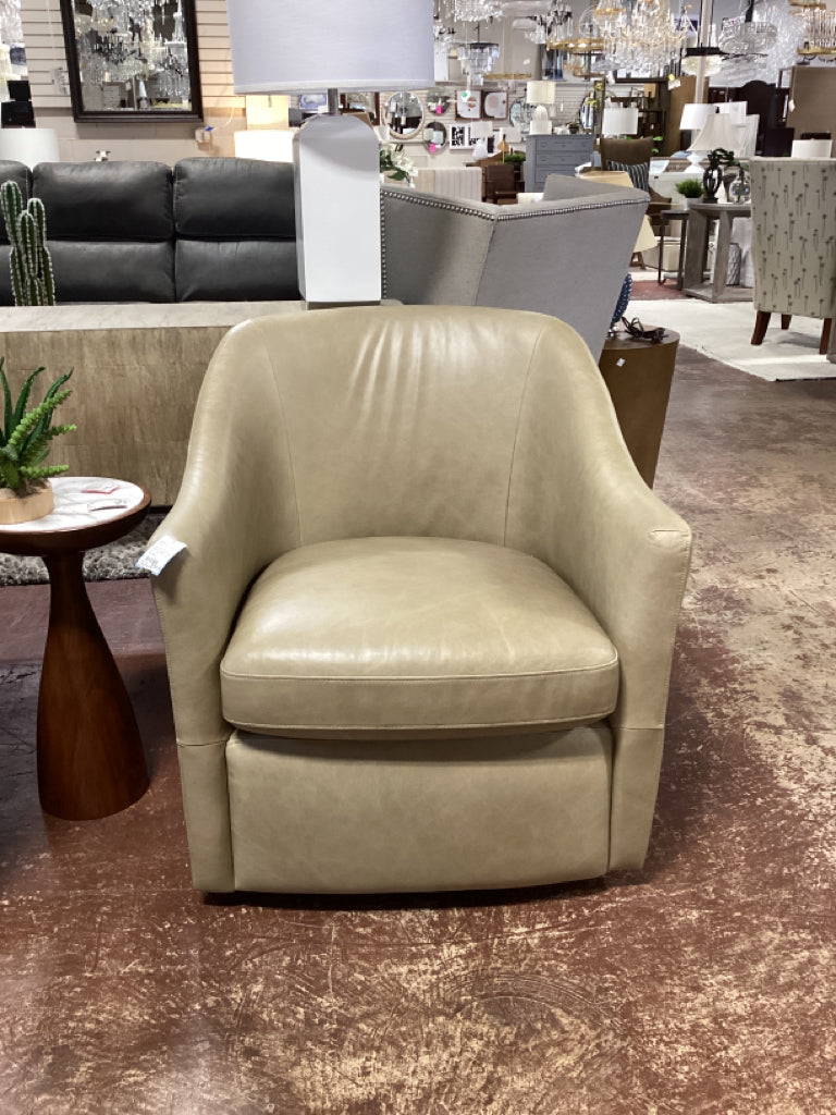 Savona Swivel Leather Beige Chair 29.5 x 29.75 x 33.5  68vj8hpk