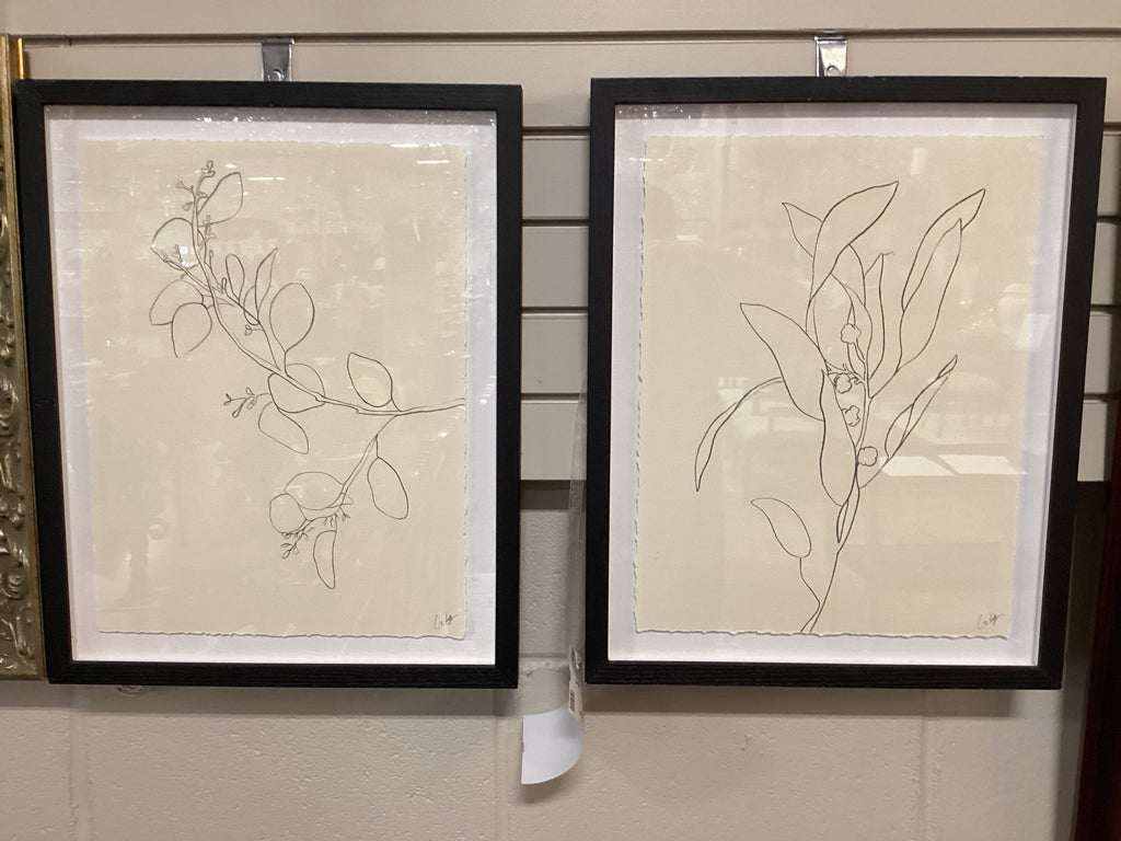 (PAIR) 16x20 Mitchell Gold "Etched Blossom I and II