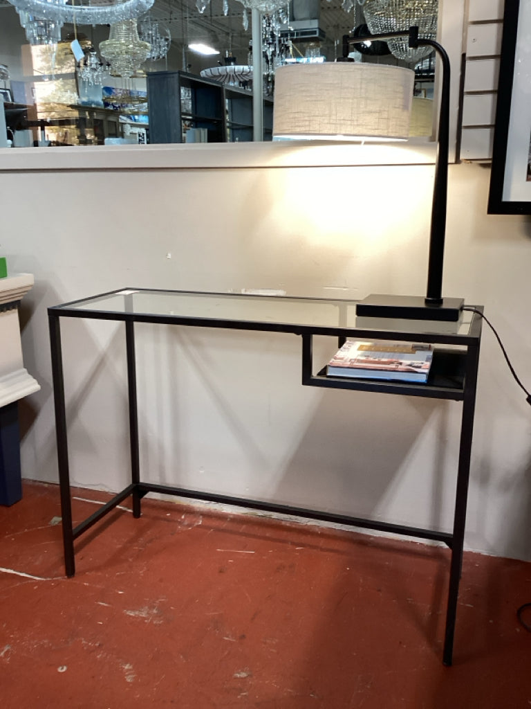 Console/ metal & glass console/ vanity w/ display shelf 39 x 14 x 29 high