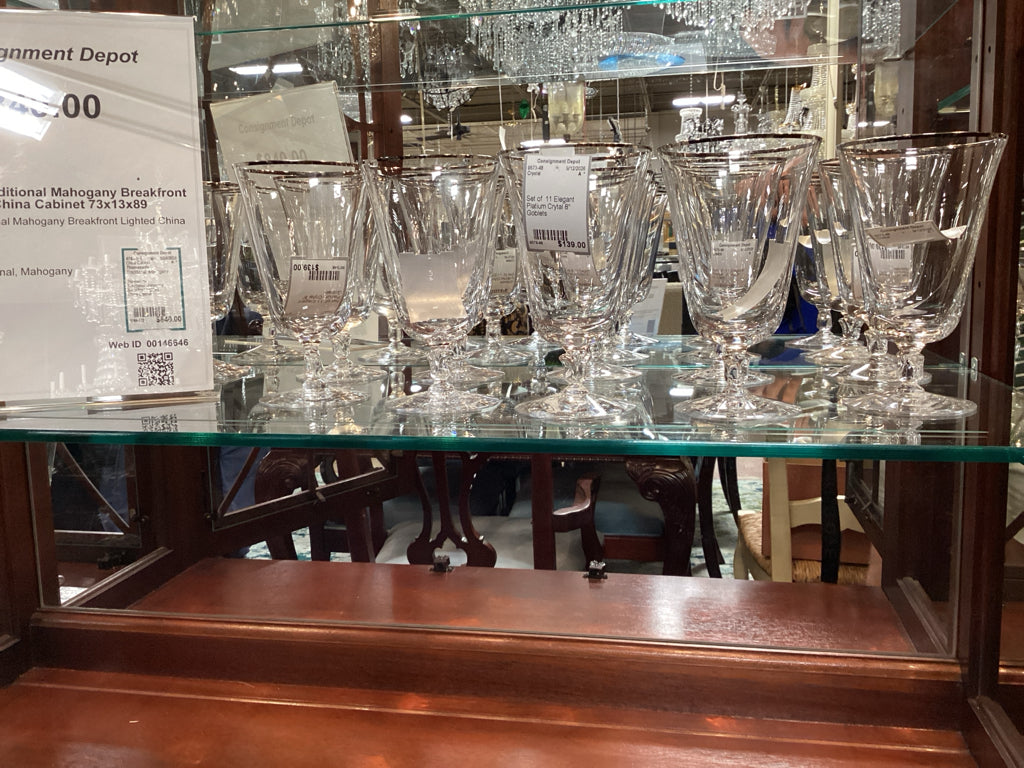 Set of  11 Elegant Platium Crytal 8" Goblets