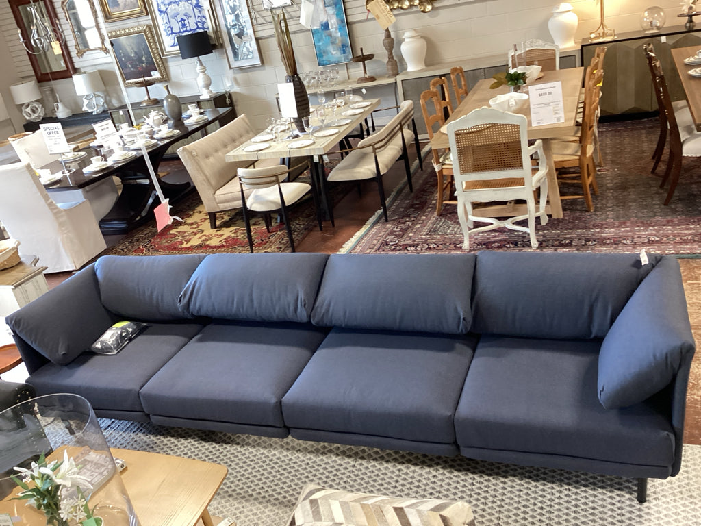 Burrow Contemporary 4-Piece Sofa, Navy Blue 121" W x 31" D  x 23" H 7EGT22BP