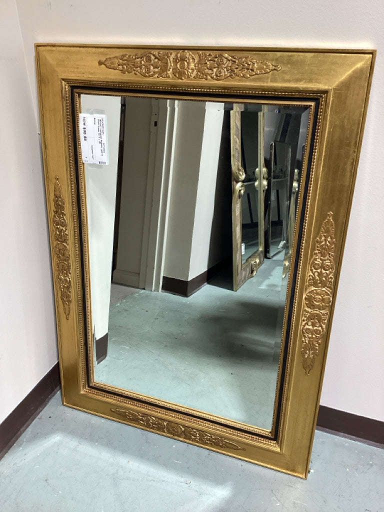 Mirror/ Hollywood Regency gold & black frame 32.5 x 45