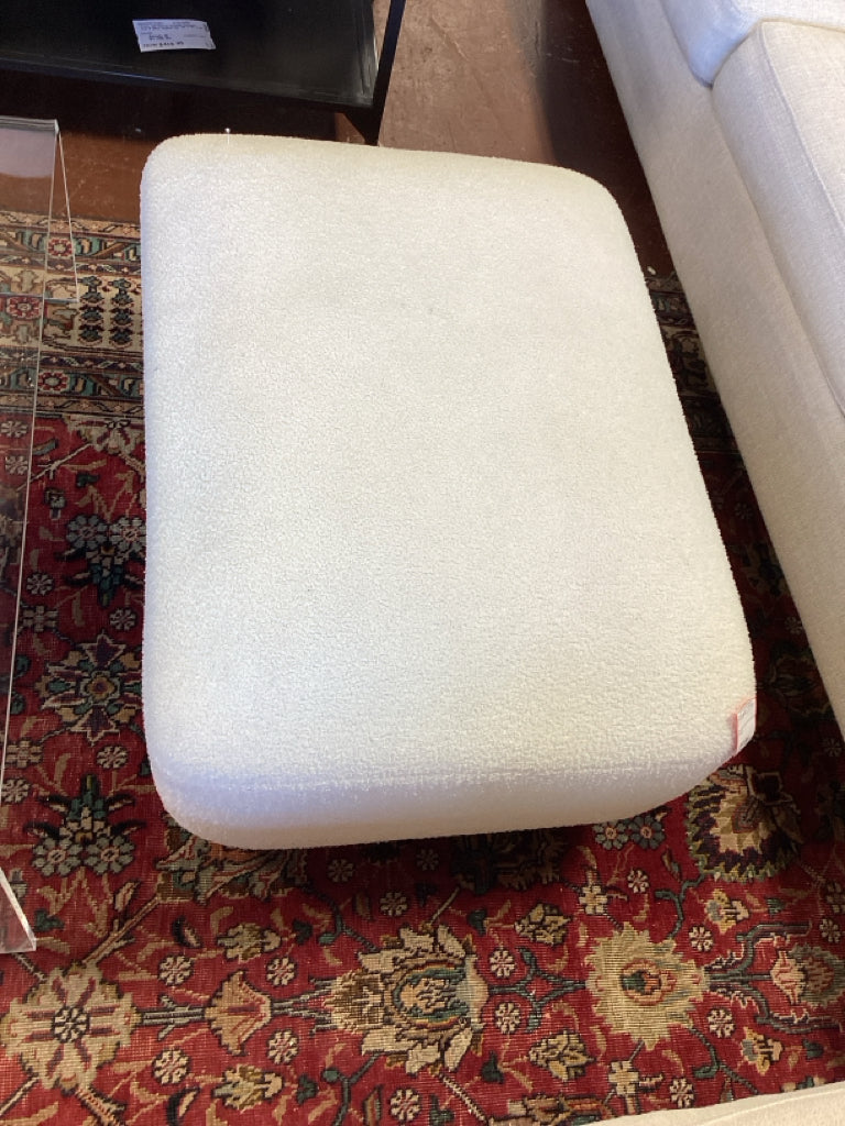 Boucle Ivory Ottoman 33x25