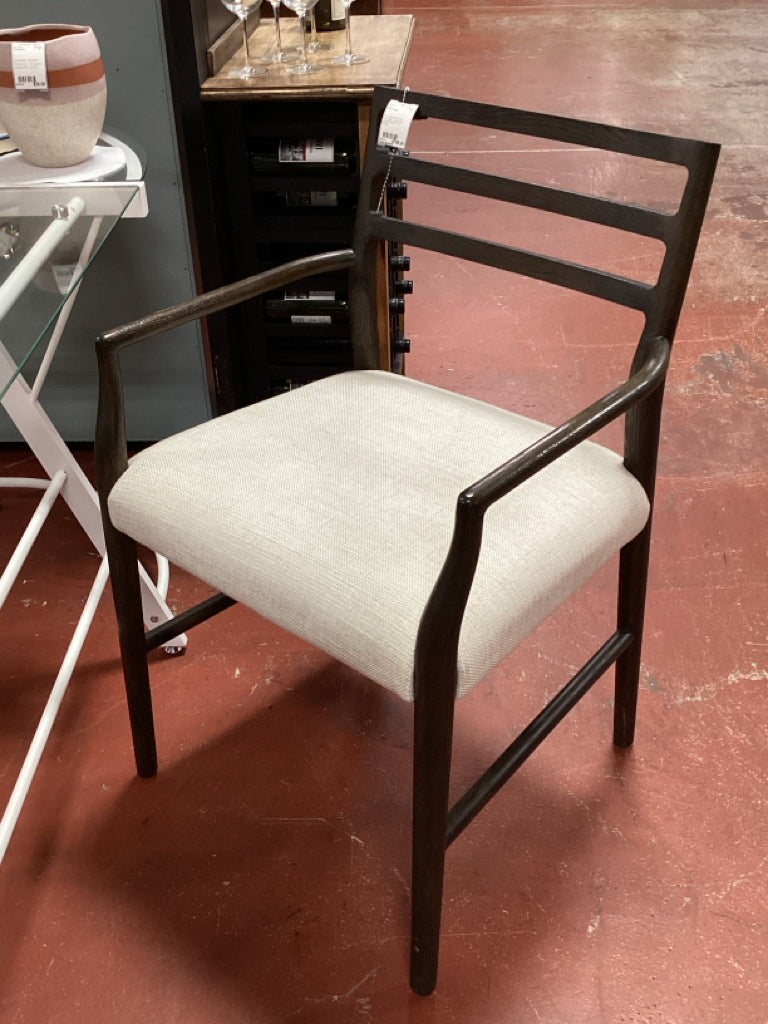 Four Hands Glenmore Arm Chair / cream seat wood frame 22 x 22 x 34 high