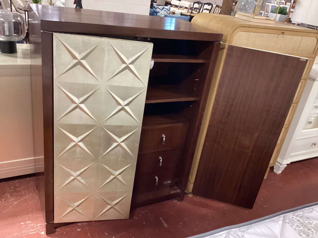 Boiler & Co Atelier Cabinet / mahogany & gold 2 door 40 x 20 x 51.5" high