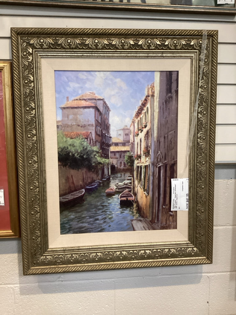 Gold Framed " Venetian Afternoon" with Gates Signature