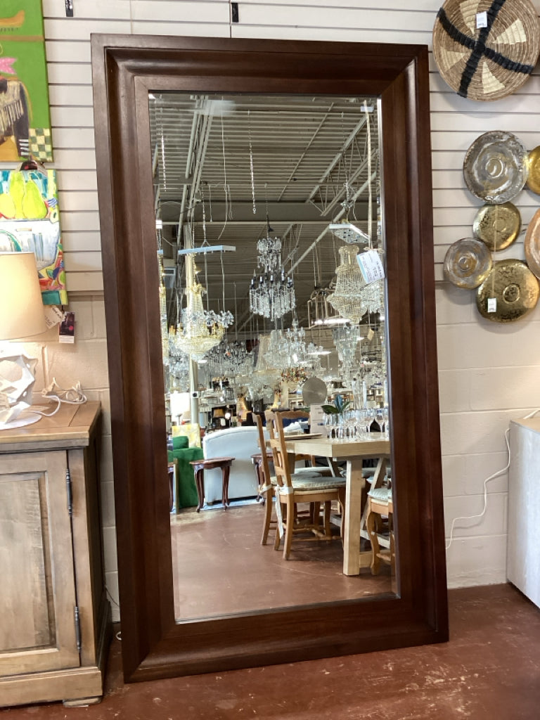 Crate and Barrel Floor Mirror / dark wood frame 4' x 8'